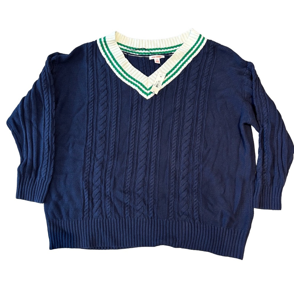 Joe Fresh Navy V-Neck Knit Sweater Plus size 3x Pretty Sweater